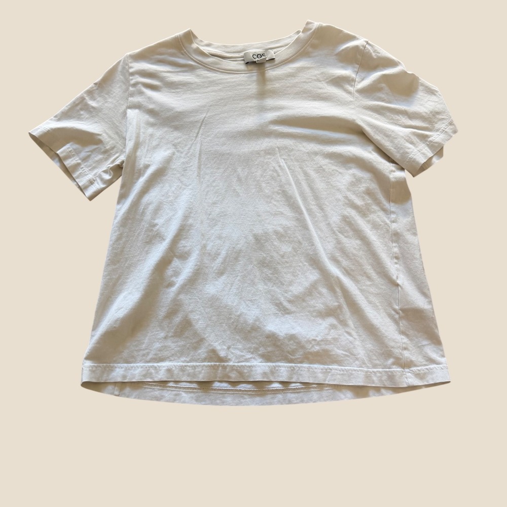 COS Womens White Short Sleeve Crew Neck Cotton T-Shirt Size Medium O/N 484981